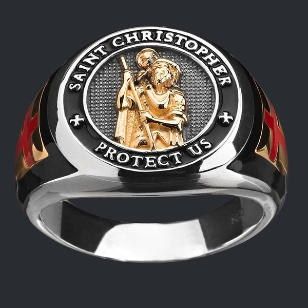 Saint St Christopher Ring for Men 