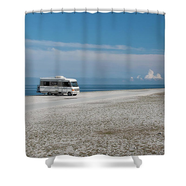 Caravan On Beach Shower Curtain Wish