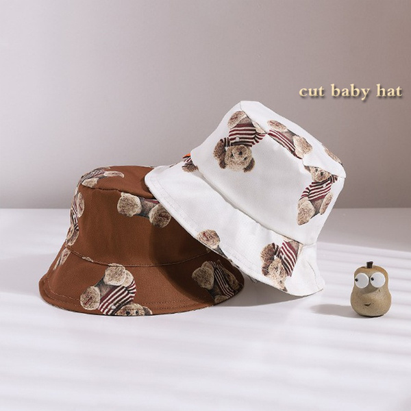 Cartoon Bear Print Baby Bucket Hat Thin 