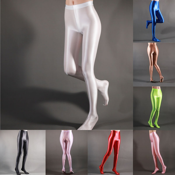 Womens Glitter Yoga Leggings Satin Glossy Opaque Super Shiny Stretchy Pants  New
