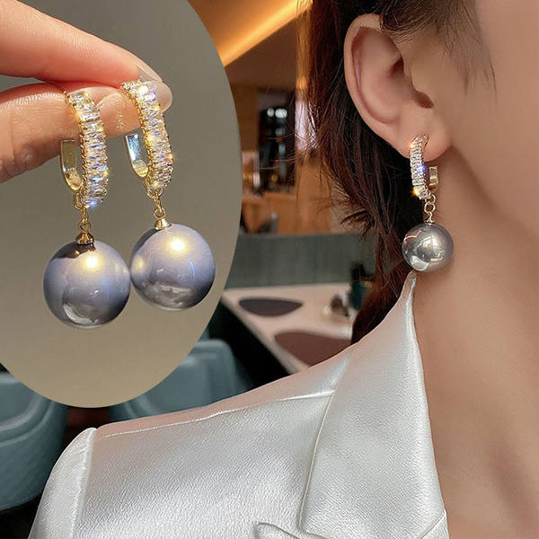 Fashion Gold Crystal Zirconia Earrings Ear Stud Drop Dangle Women Jewellery Gift
