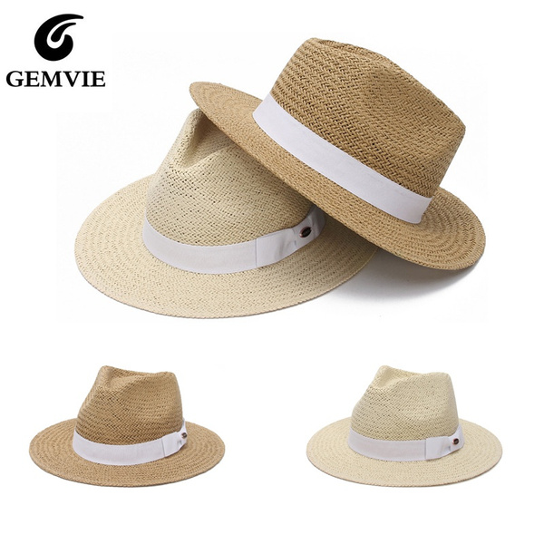 White Ribbon Belt Wide Brim Panama Hat 