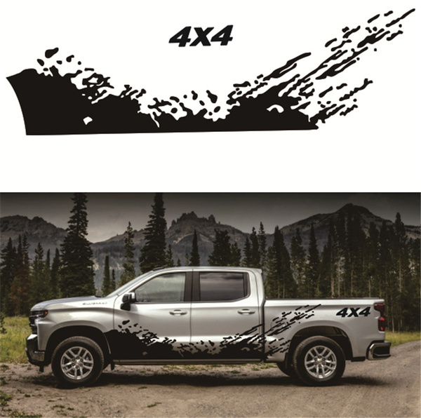 Pair Graphics Vinyl Decal Truck Pickup 4x4 Off Road Body Side Stickers Black DIY