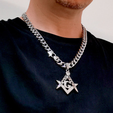 Steel, masonic, necklaces for men, polished