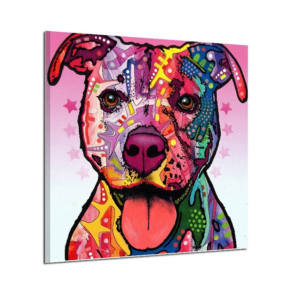 Modern Art Dog Oil Painting On Canvas Handmade Abstract Animal ...