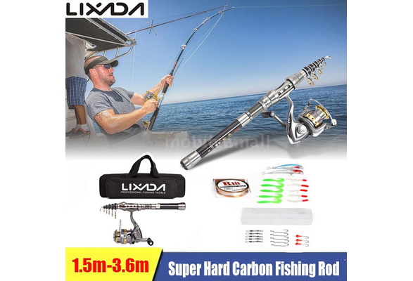 Lixada 150/180/210/240/270/300/360cm Telescopic Fishing Rod And Reel Combo  Full Kit Spinning Fishing Reel Gear Organizer Pole Set with 100M Fishing
