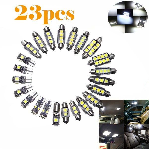 23pcs Car Inside LED Light Package Kit Dome License Plate Lamp Bulbs Universal