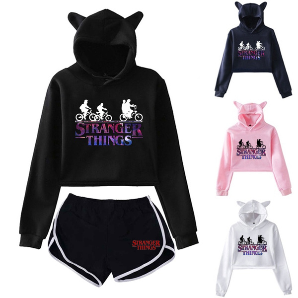 Stranger Things Cropped Hoodie Fashion Casual Long Sleeve Crop Top