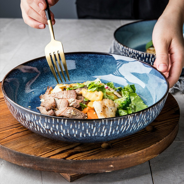 1 Set(4 PCS) Ceramic Japanese Salad Bowl Ramen Bowls Large Soup Bowl Wish