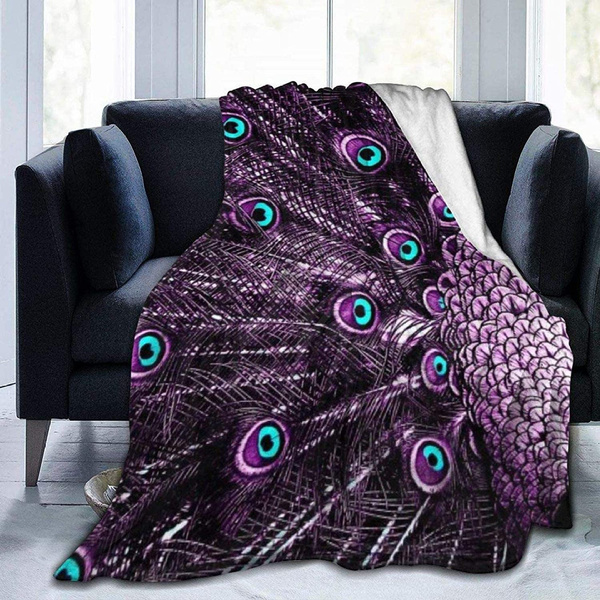 UltraSoft Micro Fleece Blanket,Purple Peacock Flannel Fleece Blanket