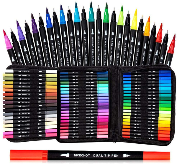 Art Markers Dual Brush Pens, 60/48 Artist Coloring Marker, Fine & Brush Tip  Pen Art Supplier for Kids Adult Coloring Book Bullet Journaling Drawing  Planner Scrapbooking