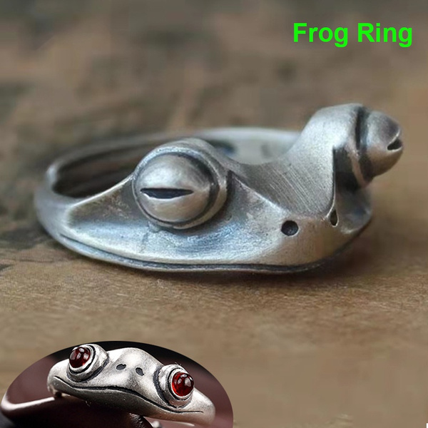 Adjustable Matching Frog Ring, Frog Promise Rings, Retro rings Vintage Fashion  Jewelry Gifts, Mens Ring Frog Jewelry, Goth Indie Rings Punk Froggy Ring,  Rings for Men Fashion Silver Frog Ring,Gothic Cool Rings