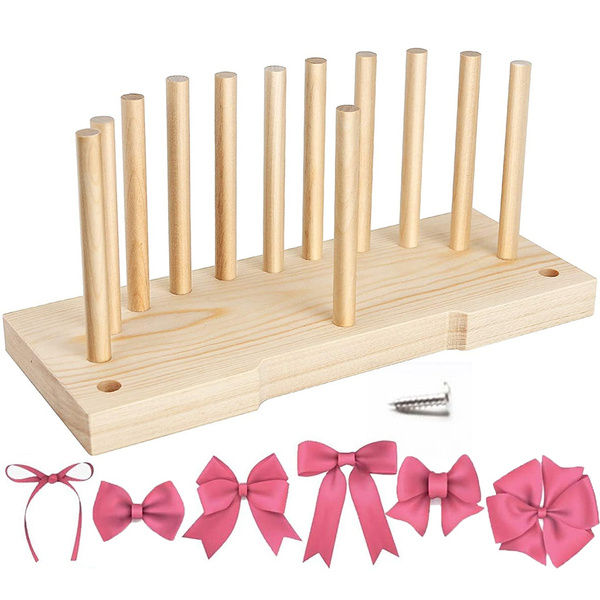 Bow Maker for Ribbon ,2-in-1 Multipurpose Rectangle Wooden Bow Making Tool  for Ribbon Crafts DIY Decoration for Christmas ,Valentine's Day ,Easter,All  Holidays ROG