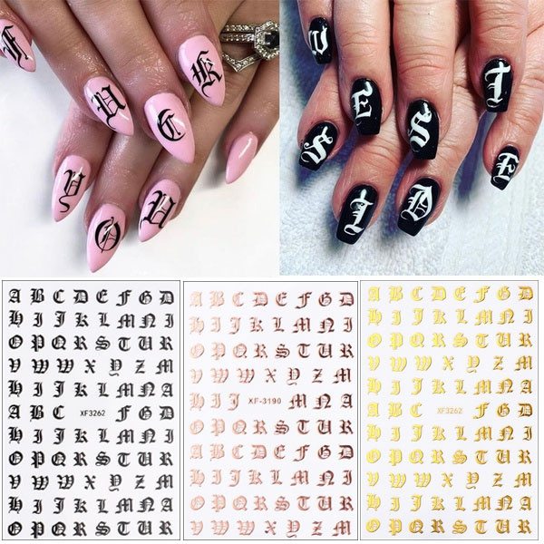 Nail Art Letters Stickers Adhesive Nail Accessories Nails Decals manic –  ibaba.com.au