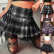 Goth, Lace, Pleated, high waist skirt