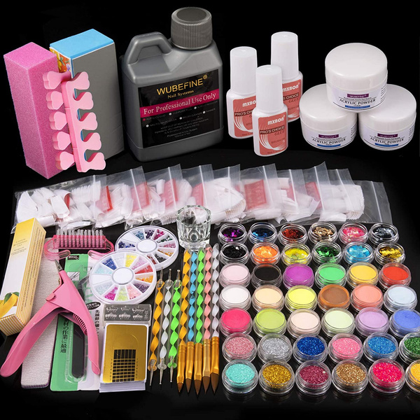 42 in 1 Acrylic Nail Kit,Nail Acrylic Powder and Liquid Set,Brush Glitter  File French Tips Nail Art Decoration Tools Professional Manicure Set | Wish