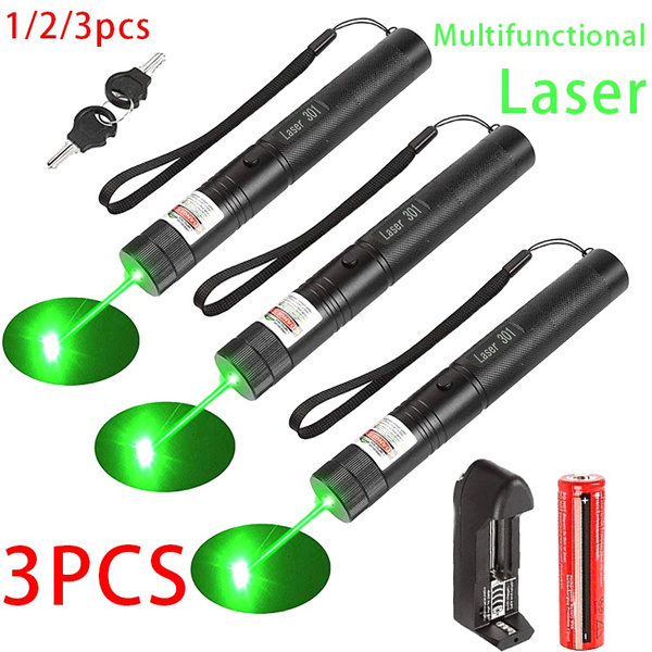 532nm Green Laser Pointer 301 Lazer Pen Visible Beam Light+18650 Battery+Charger 