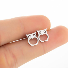 Steel, Owl, Fashion, stainless steel earrings