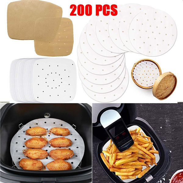 200 PCS Square Air Fryer Disposable Liners, Non-Stick Steamer Mat  Perforated Unbleached Parchment Paper Air Fryer Paper Uses for Baking  Cookies, Heavy Duty Air … in 2023