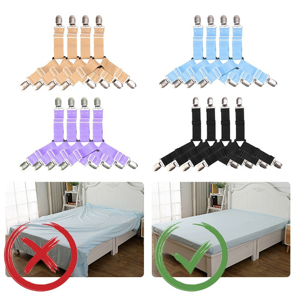 2/4Pcs Elastic Bed Sheet Holder Belt Fastener Bed Sheet Clips Home