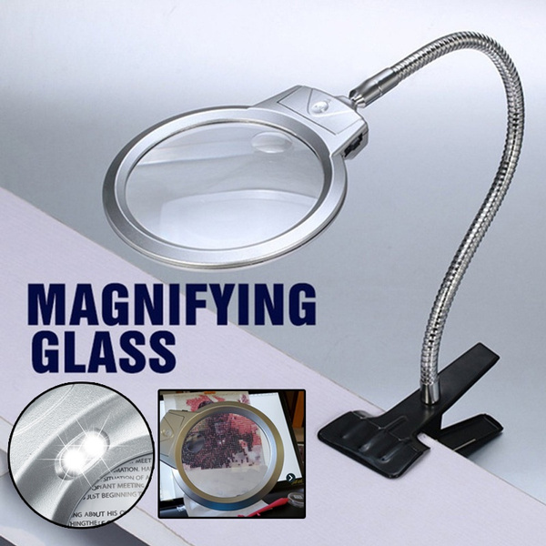 Magnifier Lamp for 5D Diamond Painting Magnifier LED Light with Clip and  Flexible Neck Painting and Cross Stitch Tool Accessory