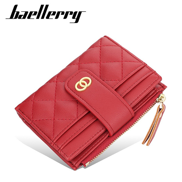 Baellerry Women Fashion Leather Wallet Korean Buckle Vertical