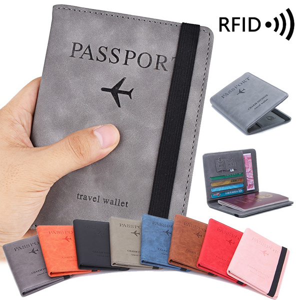 Passport Holder Cover Wallet RFID Blocking Leather Card Case Travel  Document Organizer with Detachable Strap, Ideal Gift for Men Women 