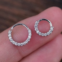 AROWRO CZ Hinged Hoop Ring 18G 16G 6/8/10/12mm Surgical Steel Conch Daith Rook Cartilage Tragus Helix Earrings Septum Clicker Ring Nose Piercing Jewelry