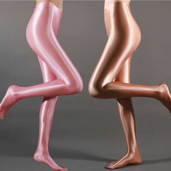Plus Size Satin Wet-look Shiny Footed Spandex Leggings Tights Pants
