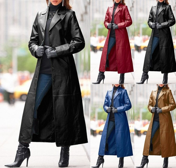 Women's dressy tailored double-breasted long coat outerwear