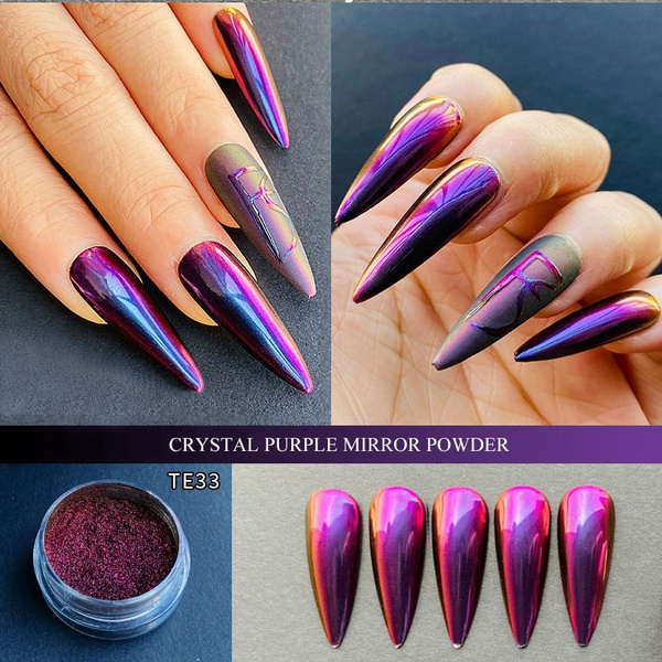 0.2g Black Red Crystal Pigment Chrome Mirror Powder Nails Glitter Magic  Effect for Gel Nail