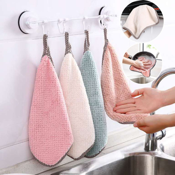 3Pcs/5Pcs/10Pcs Dish Cloths Kitchen Coral Velvet Dish Towel Rag Non-stick  Oil Double-layer Printing Cloth Double-sided Absorbent Thickening Scouring  Pad