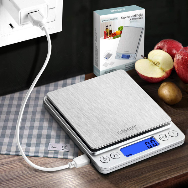 Rechargeable Digital Food Scale 3kg/0.1g Precision,Stainless Steel