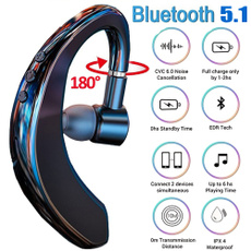 Wireless Bluetooth5.0 Headphone, Long Standby Business Earphone with Microphone, Waterproof Sport Bluetooth Headset, Noise Cancelling Earhook Earbuds for IOS Android Windows Smartphone
