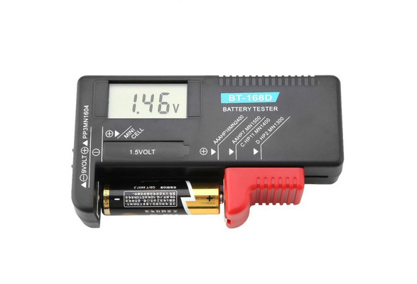 Button Coin Cell Battery Capacity Tester,Universal Digital LCD AA/AAA/C/D/9V/1.5V Button Cell Battery Volt Tester BT-168D