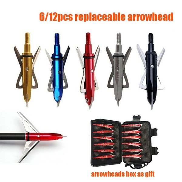6/12PCS 100 Grain Replaceable Arrowhead Stainless Steel Hunting