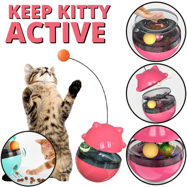 Tricky Cat Treat Toy, Best Interactive Indoor Cats Toys, Treats Dispenser  Pet Box Feeder, Butterfly Mice Mouse Antenna, Kitten Teaser Wand Stick,  Ball