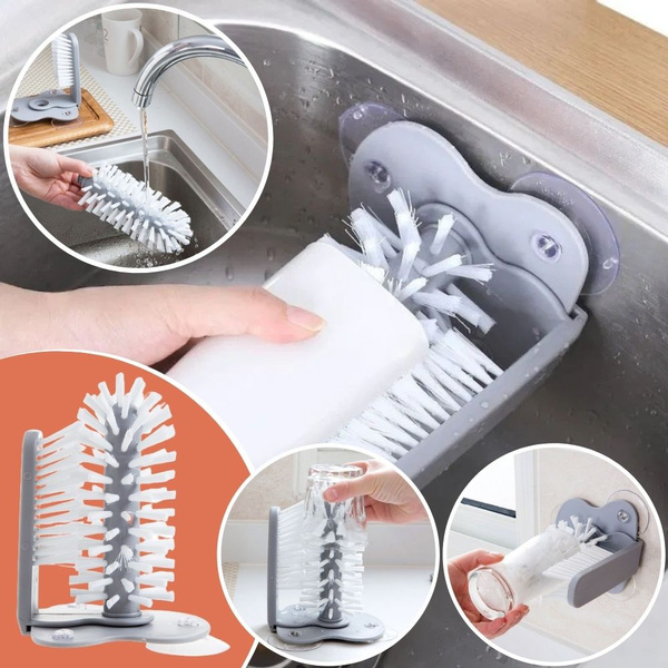360° Cup Washing Brush Bottle Glass Bar Kitchen Sink Scrubber Cleaning Tool