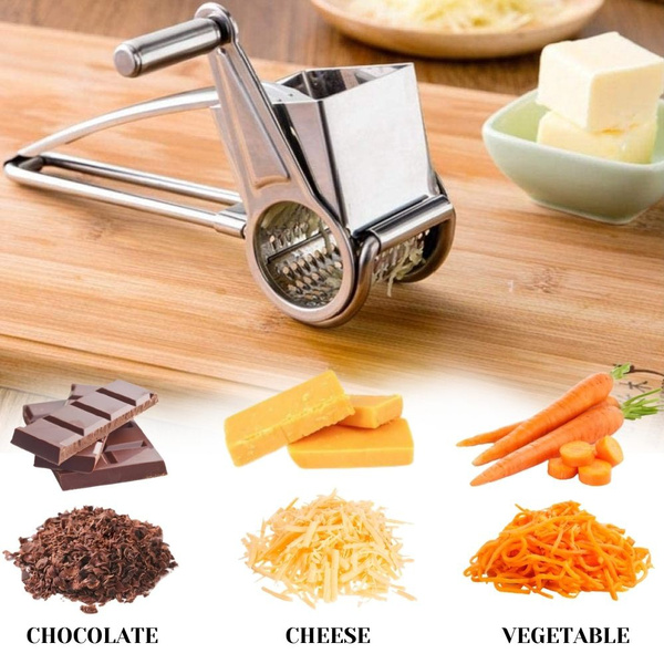 Kitchen Manual Round Mandolin Slicer Grinder Rotary Cheese Grater Shredder  Tool