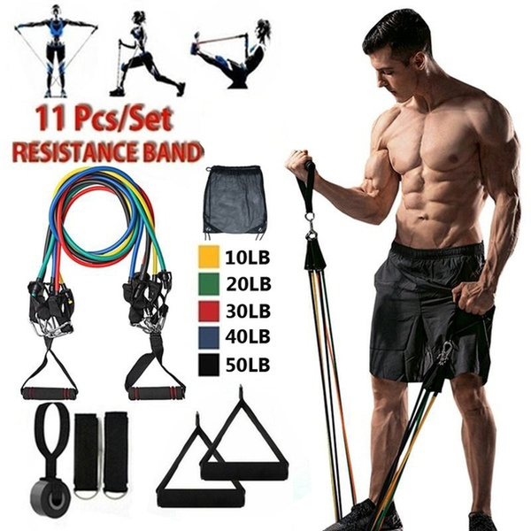 11PCS Resistance Gym Bands Set Pull Rope Home Workout Fitness Exercise Equipment 