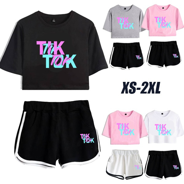 Trending Summer Women Tracksuits Casual Crop Top And Shorts Suits Girls Home Dress Wish