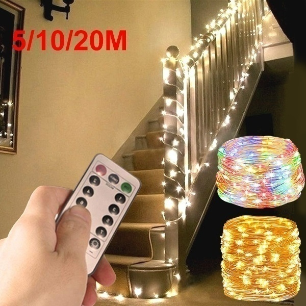 8 Modes Remote Control USB LED Fairy String Lights Garland 5M/10M/20M ...