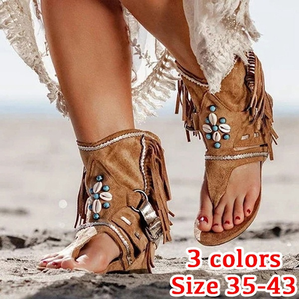 bohemian tassel sandals