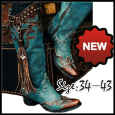 Fashion, Leather Boots, Zip, Cowboy