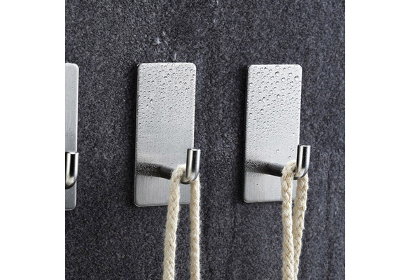 Adhesive Hooks Stainless Steel Wall Towel Coat Clothes Hooks Without Nails  Self Adhesive Holders Hanging Wall Hangers for Bathrooms Kitchen,  1PC/2PCS/4PCS