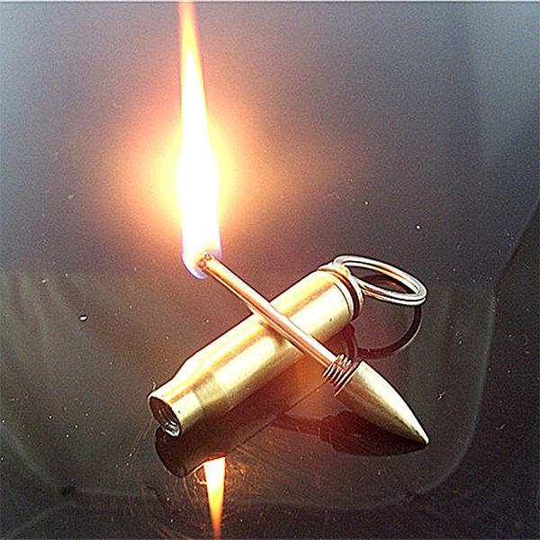 Portable Permanent Match Keychain Lighter Creative Metal Bullet Style
