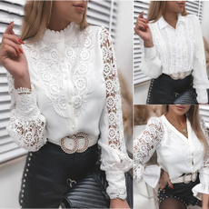 Fashion, Lace, Hollow-out, Long Sleeve