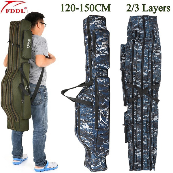 Cheap Portable Folding Fishing Rod Carrier Canvas Fishing Pole Tools  Storage Bag Case Fishing Gear Tackle