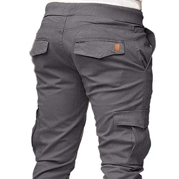 Grey Mens Cargo Pants Men's Joggers Elastic Waist Gym Running Pockets Slim  Fit Cargo Soft Stylish Plus-Size Loose Causal Trousers Pants - Walmart.com