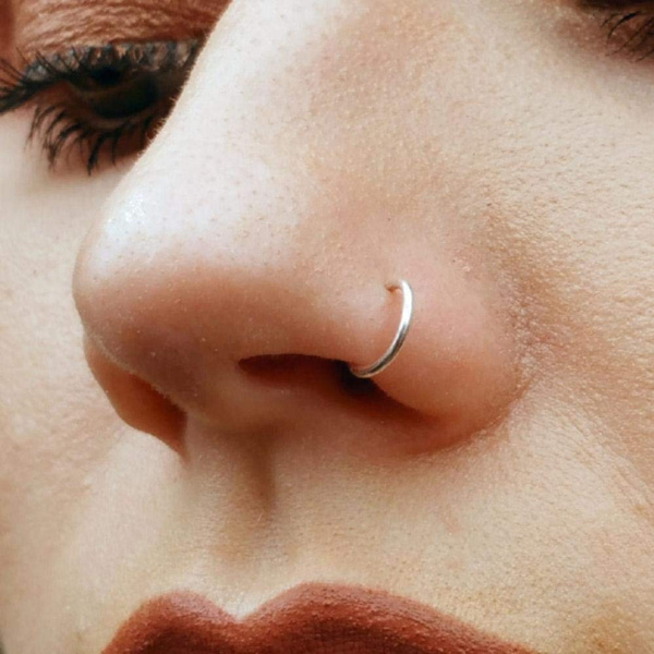 Silver nose store ring hoop